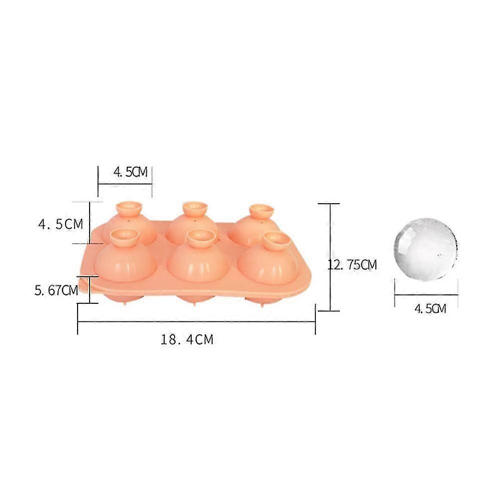 6 Grid Ball Shaped Ice Cubes Mold Large Capacity Refrigerator Ice Box for Summer Drinking