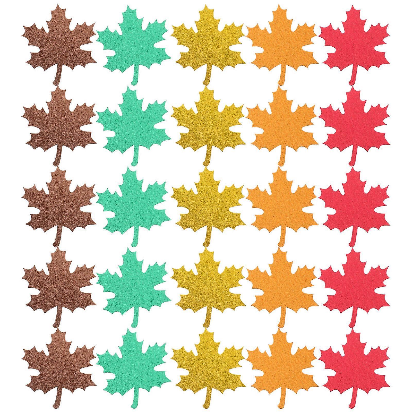 25pcs Glitter Maple Leaf Cutouts Thanksgiving Ornaments Fall Leaf Decorations