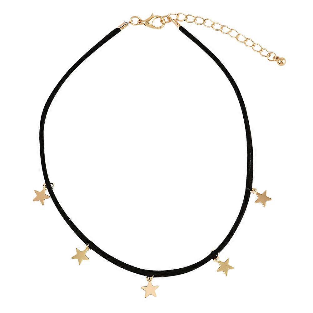 Here's a polished and professional product description based on your input:
 
**Stylish Black Rope Choker Necklace with Pentagram Pendant – Elegant