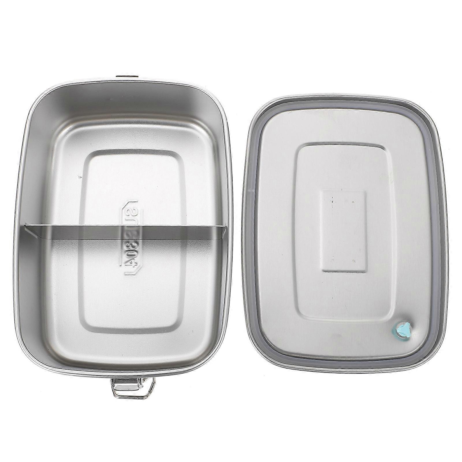 Leakproof Lunch Box Stainless Steel Container Multi-grid Design For Outdoor Activities 1.1L Overflow Resistance 1Pack