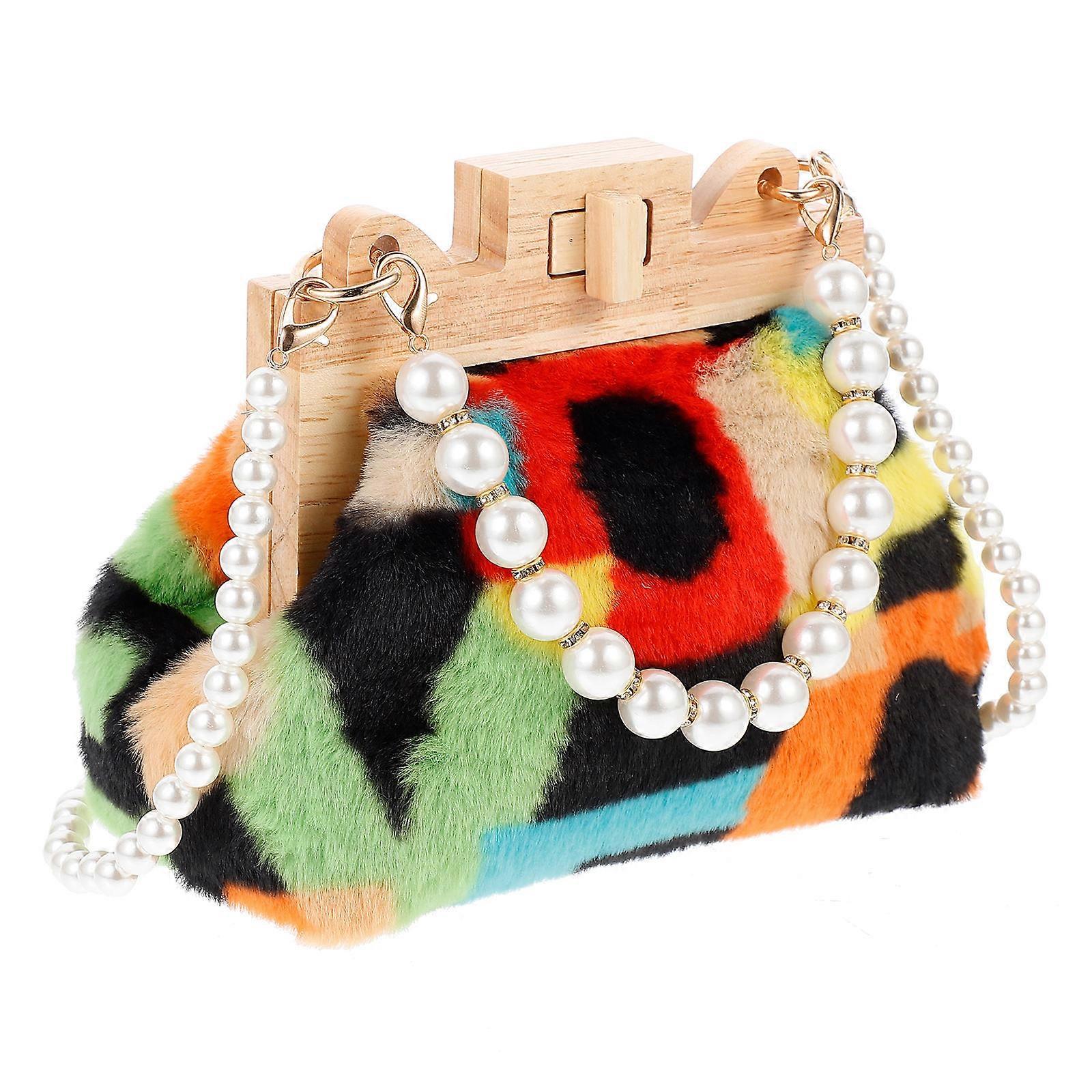 1pc Stylish Lovely Cross Body Bag with Plush Beaded Design