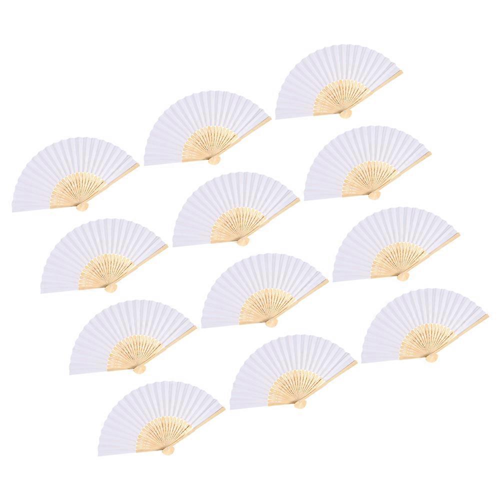 12pcs DIY Blank Folding Hand Fan, Lightweight Chinese Style Portable Fan for Summer Activities, Dance, Parties and Decorations