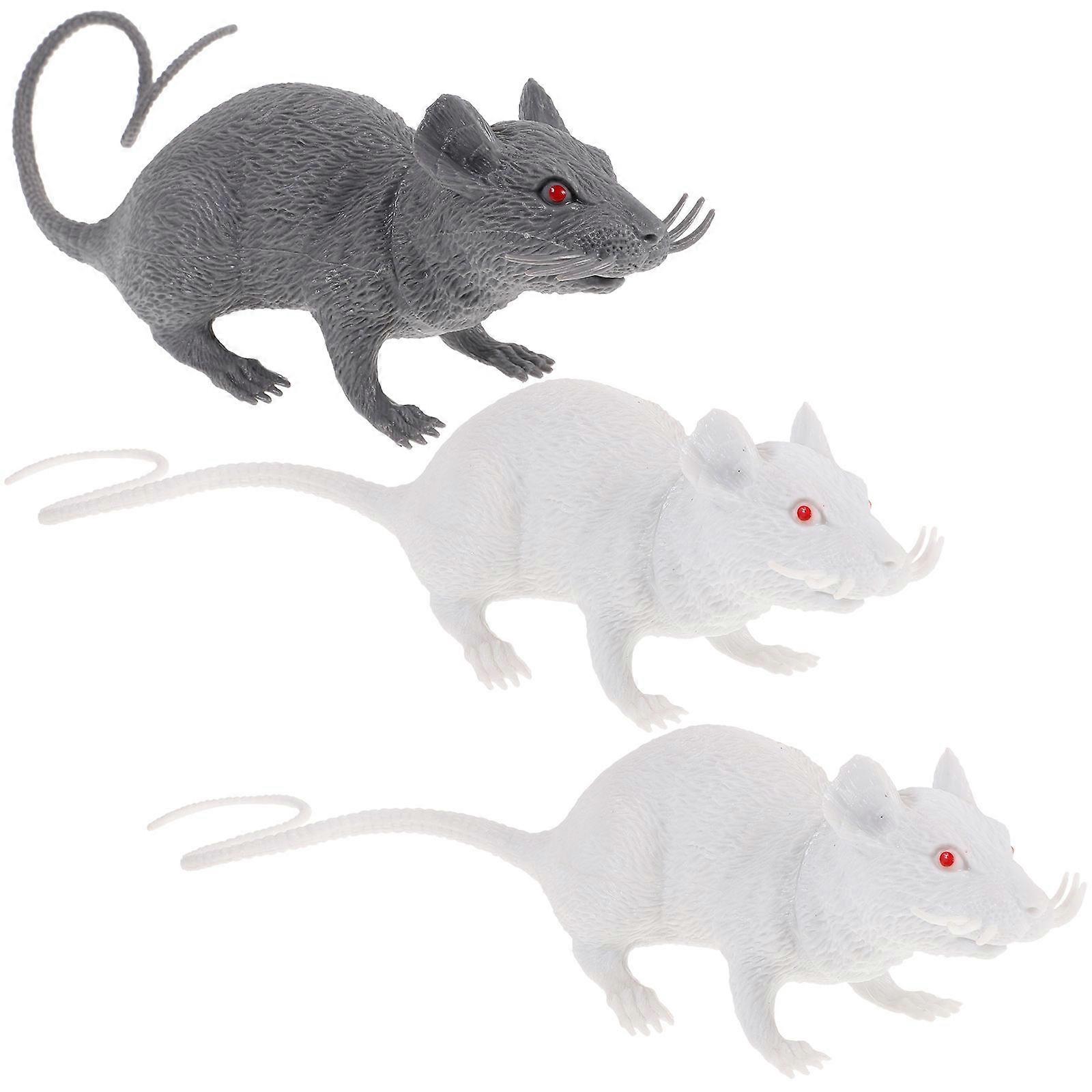 Realistic Mice Toy Halloween Prank Party Games Fake Rats 3Pcs