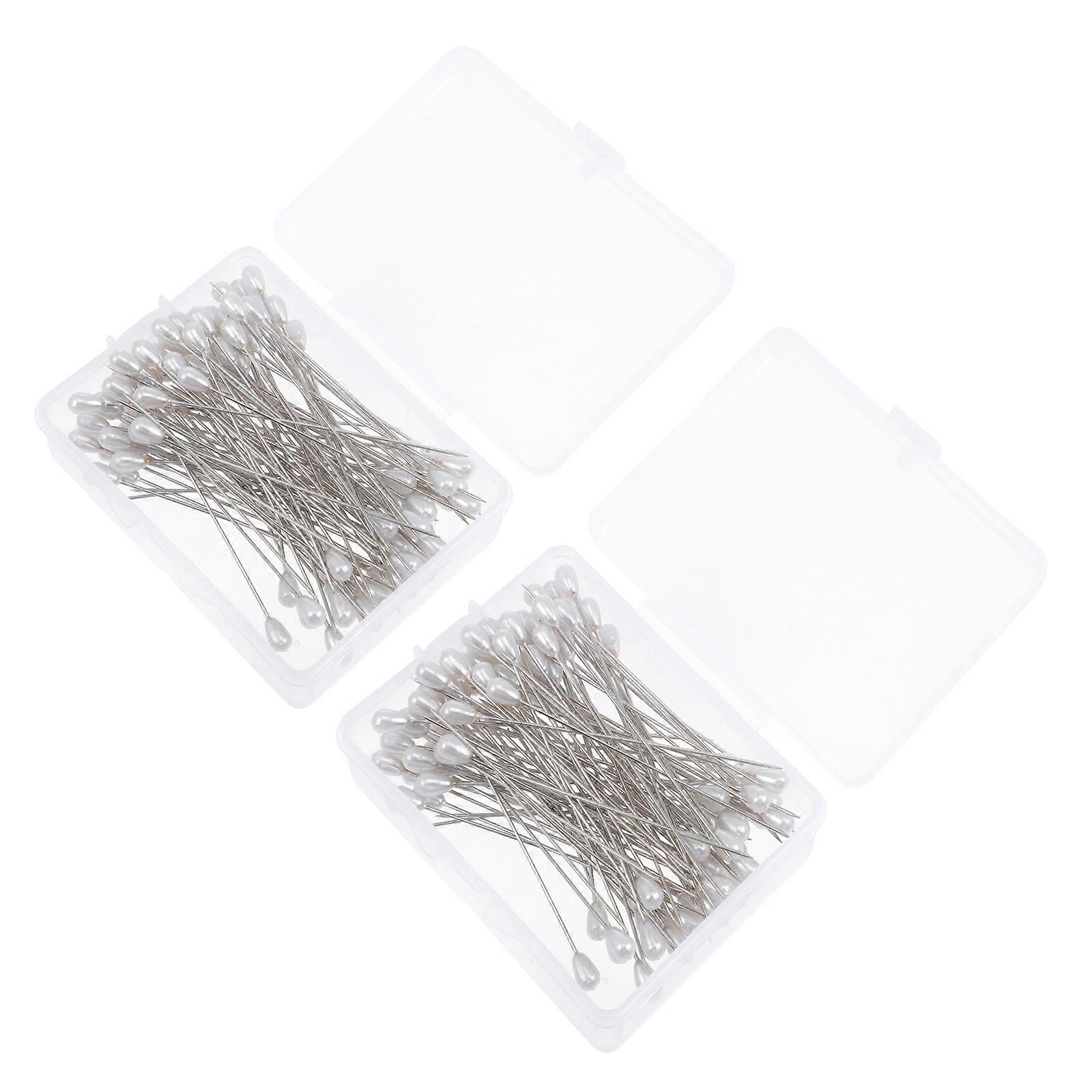 Straight Head Pin 2 Boxes Design for DIY Decoration Sewing Supplies Silver Efficient