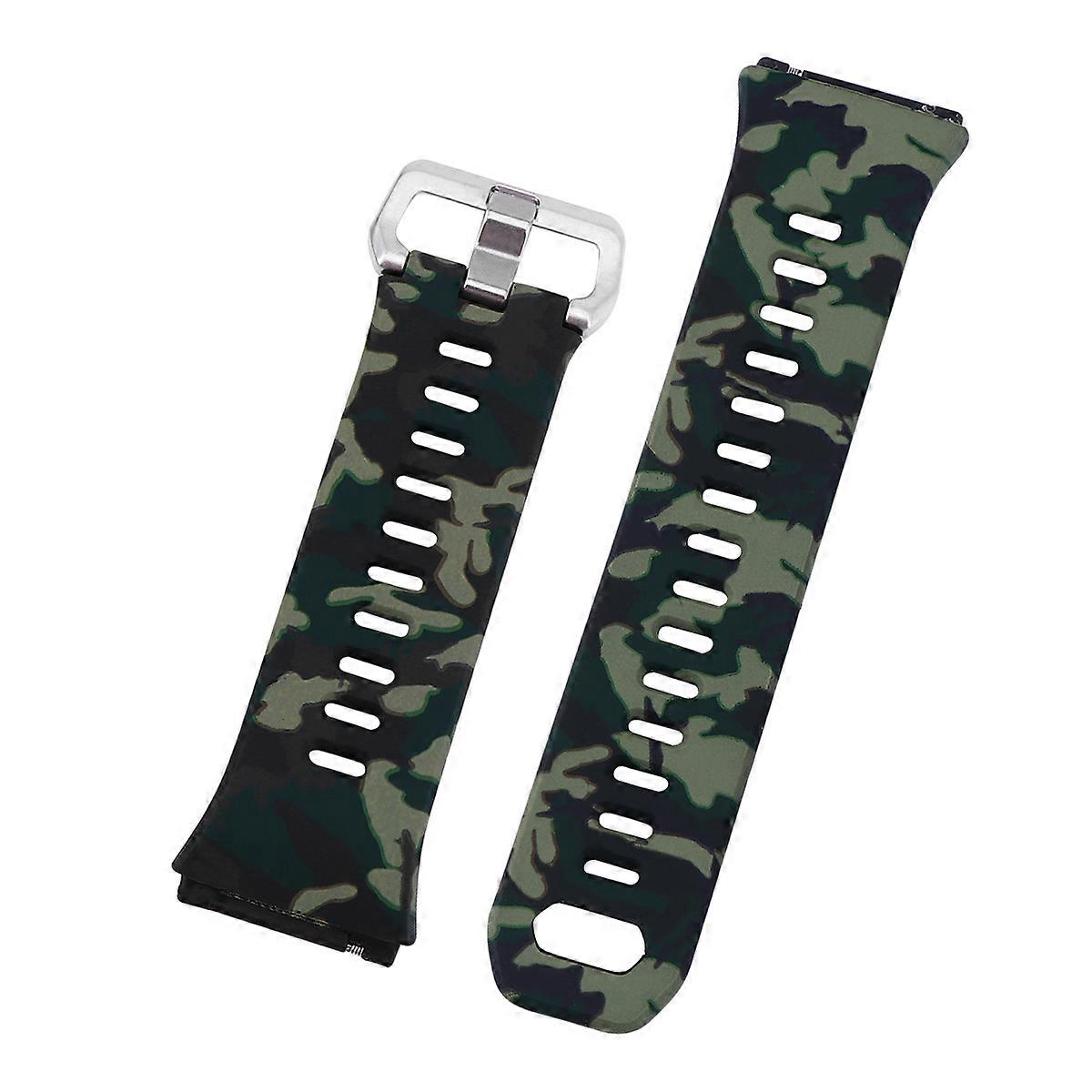 Here's a polished and professional product description based on your input:
**Chic Camouflage Pattern Silicone Watch Strap – Stylish & Durable