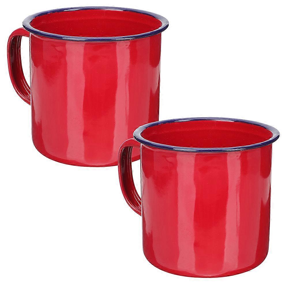 Retro Red Enamel Mug Set Lightweight Coffee & Tea Cups for Camping, Travel & Daily Use & Resistant