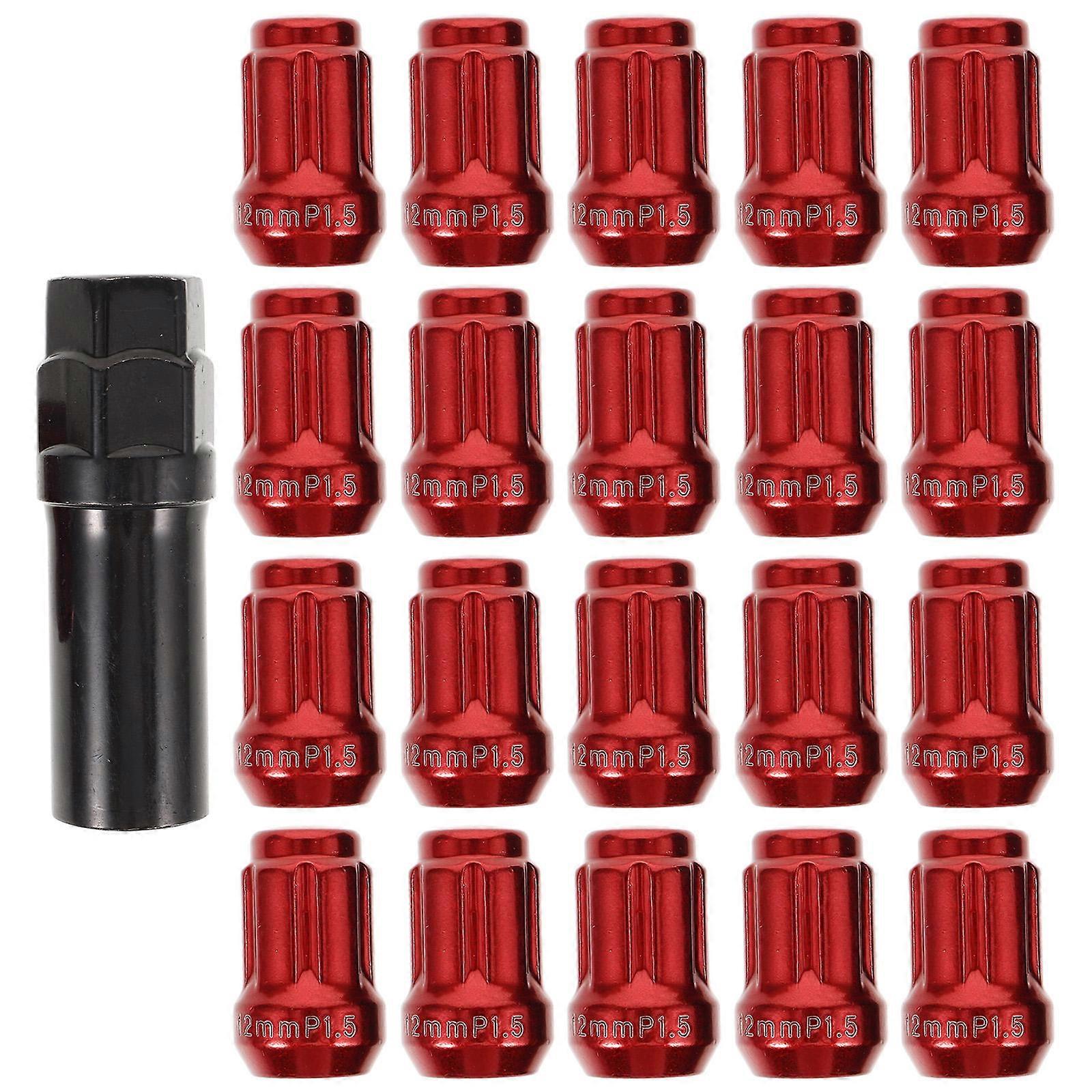 20pcs Red Steel Wheel Lug Nut Covers for Car Tire Hub Caps Enhance Style and Protection M12x1.5