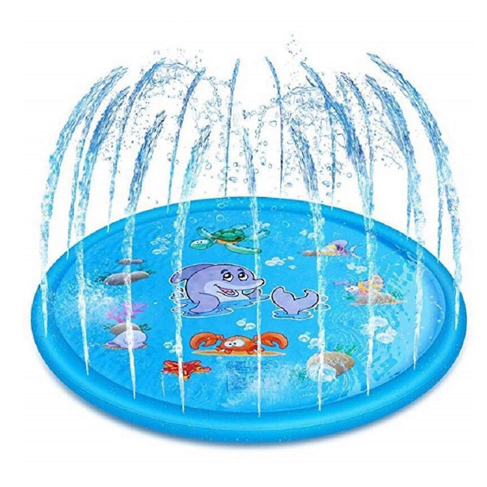 Water Pad Kids Cartoon Sprinkler Mat Interactive Splash Area Non-Slip Outdoor Design 100 Cm Lawn Terrace Park