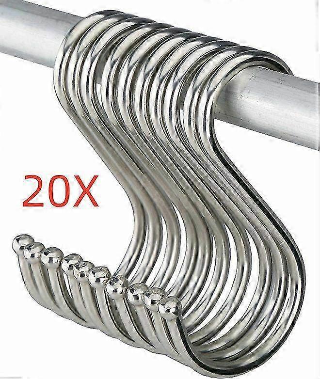 50pcs Stainless Steel S-Hooks - Heavy-Duty Kitchen Hooks, Butcher Hooks, & S-Shaped Metal Hangers for Organizing and Storage