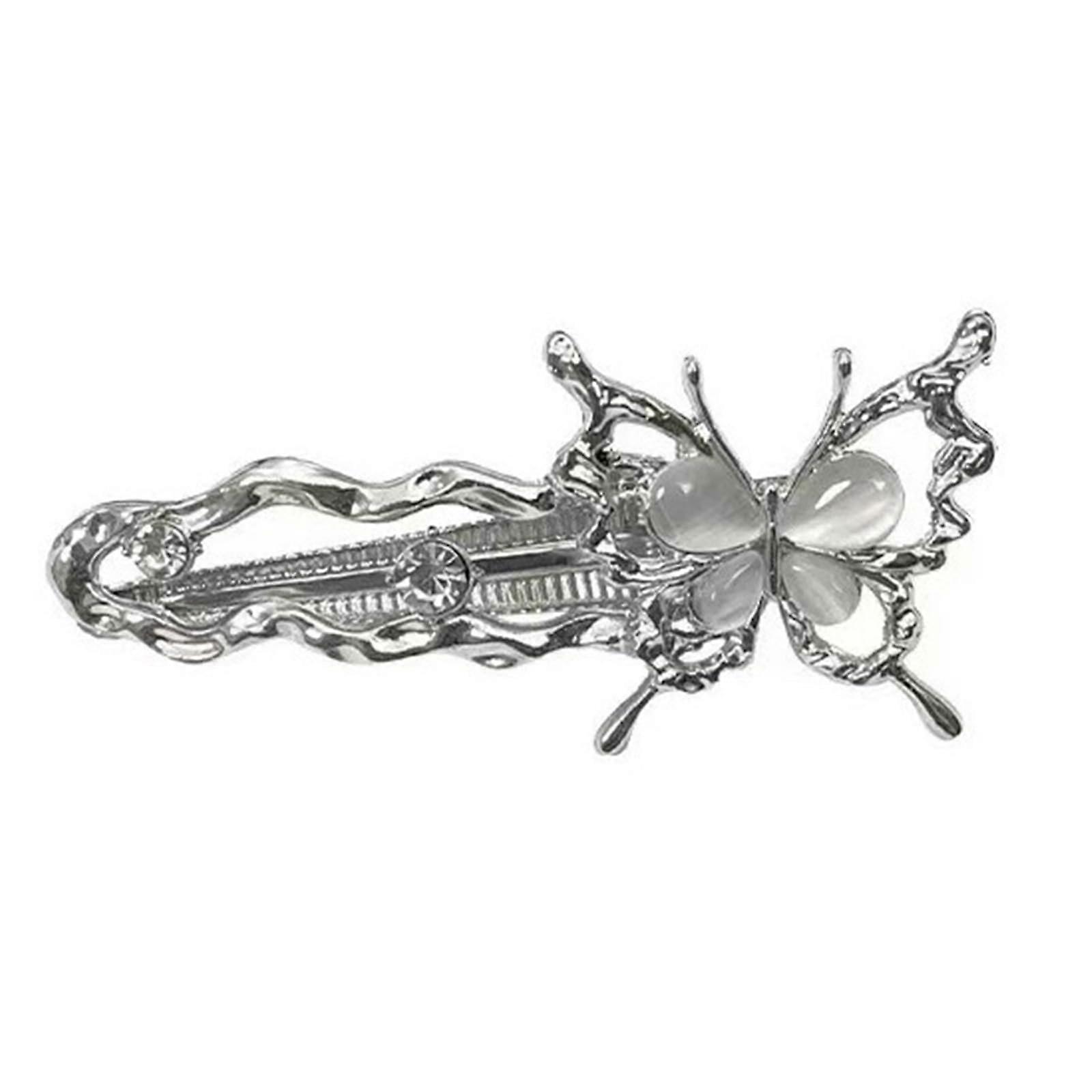 InsStyle Haarspange With Butterfly Zirconia, 2000s Style, Non-Slip Metallic Hair Clip For Side Bangs, Hair Decoration