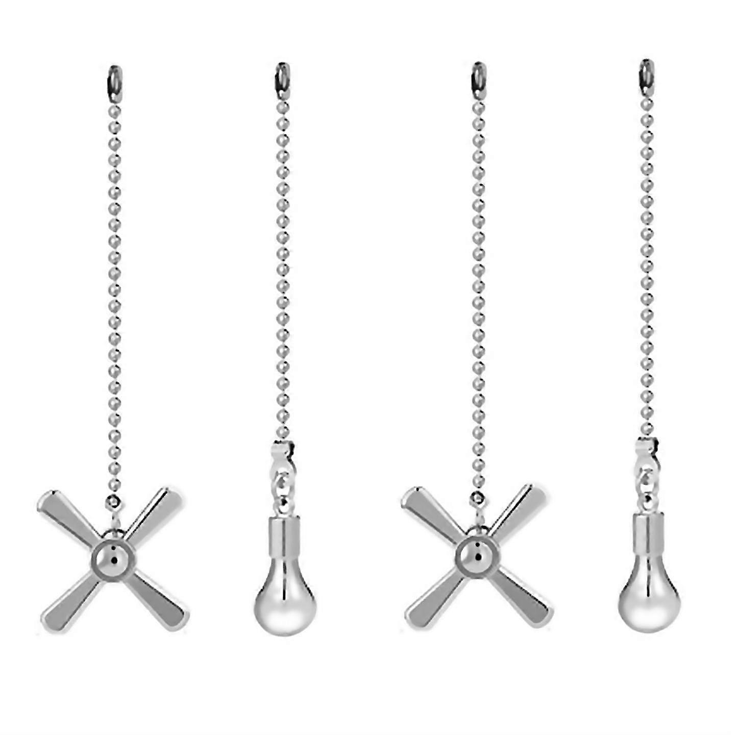 For 2sets ceiling fan pull chain ornamentsfan pulls extension chains set decorative metal light bulb
