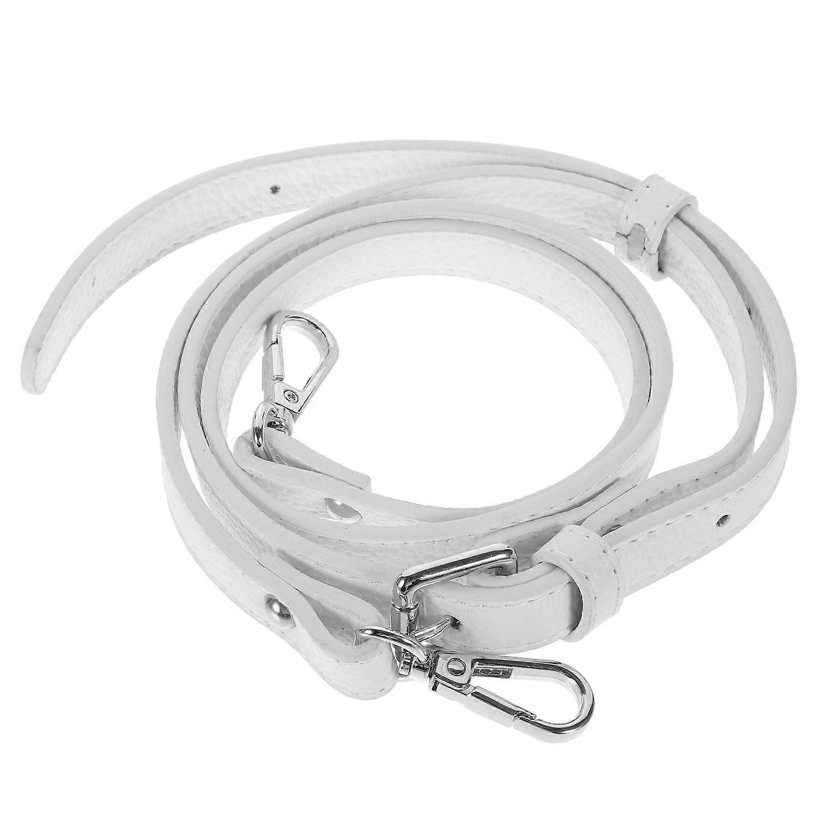 Creative Replacement Shoulder Bag Strap Adjustable PU Women Bag Strap Bag Accessory (White, Silver Buckle)