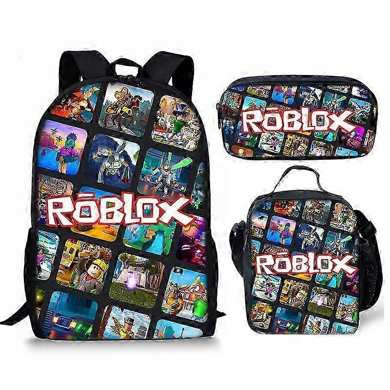 حقيبة مدرسية جديدة لطالب Roblox حقيبة ظهر للطباعة الرقمية Roblox مجموعة من ثلاث قطع حقيبة غداء حقيبة قلم رصاص 9 -NMAOV