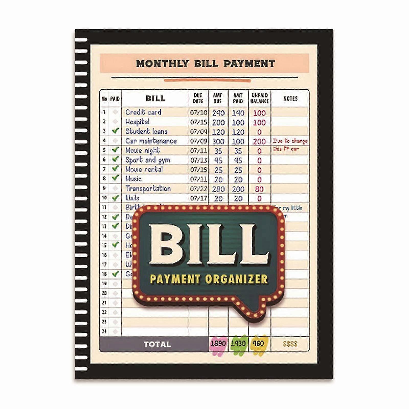 Monthly Bill Payment Checklist Notebook for Family Financial Management and