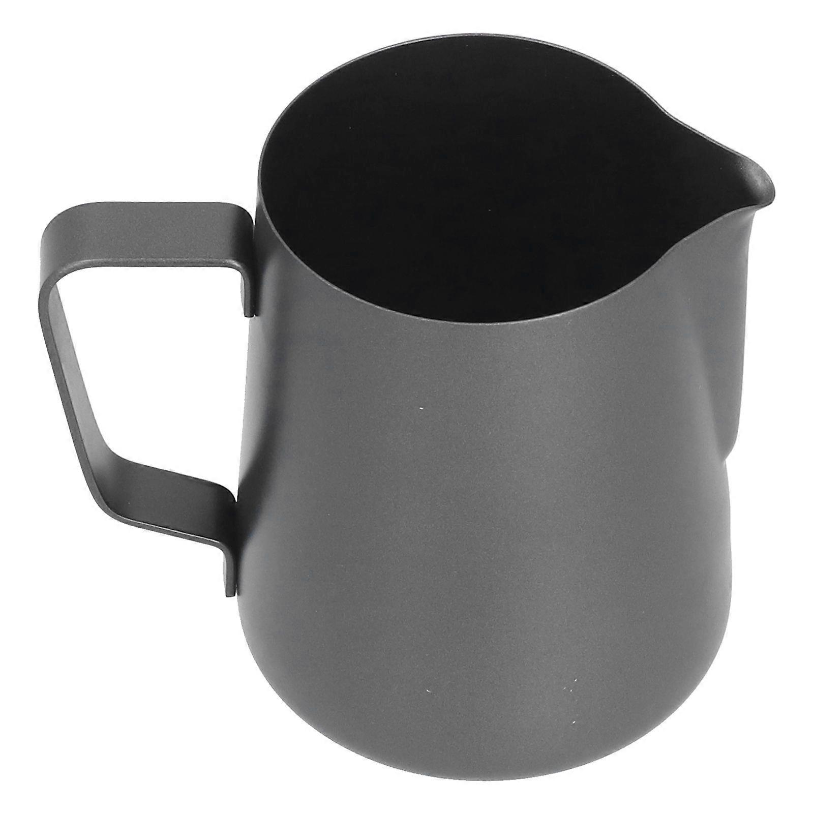 Pichet à mousse en acier inoxydable de 600 ml, pichet à mousse de lait de café avec bec pointu pour un usage domestique, noir