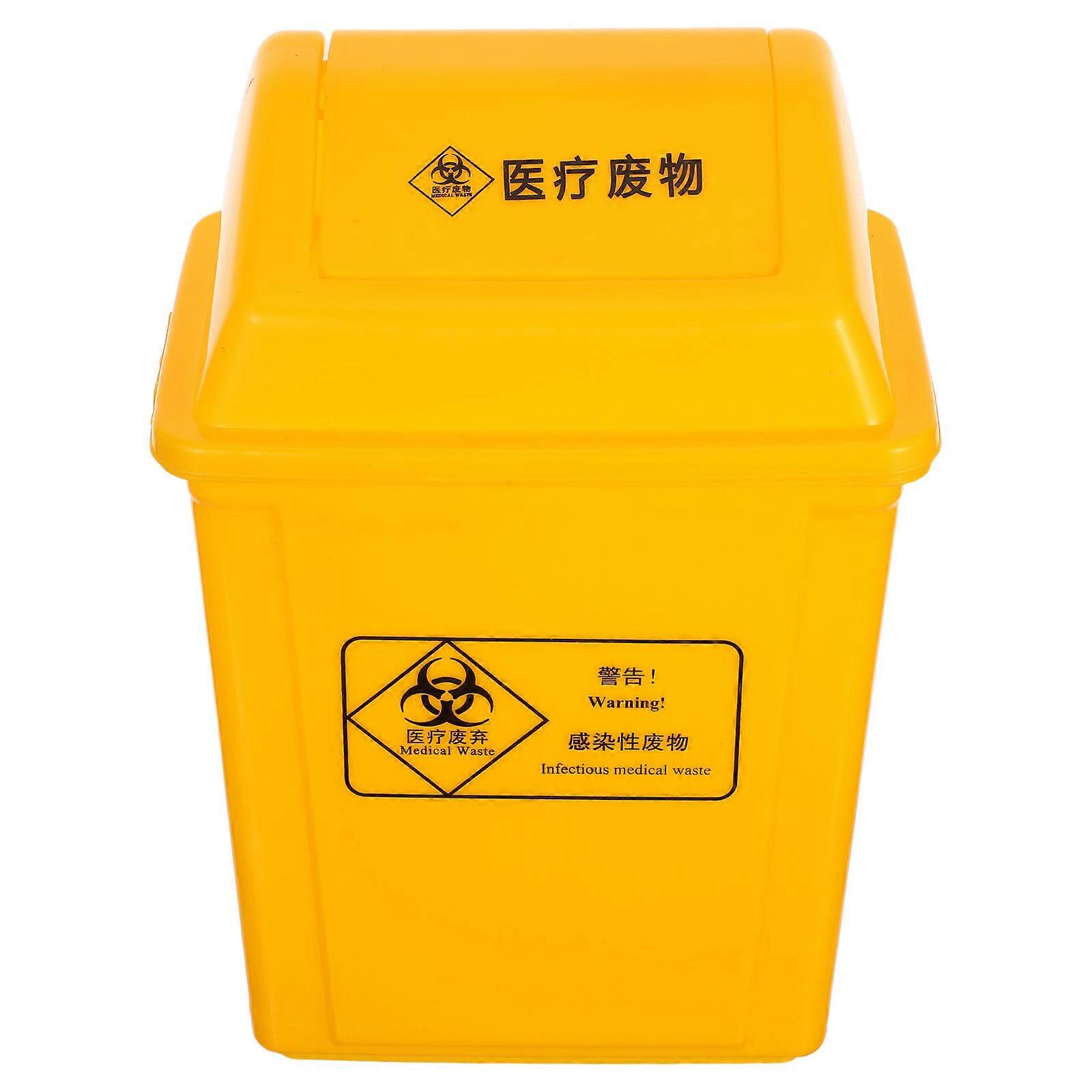 Touchless Design Medical Waste Disposal Container Yellow Rectangular Shape Cross-contamination Prevention 1Pcs