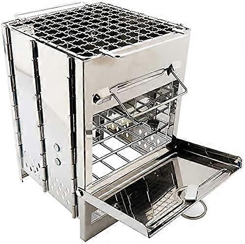 Portable Folding Outdoor Burning Stainless Steel BBQ Grill Barbeque Charcoal Grill Camping Picnics Lightweight Foldable