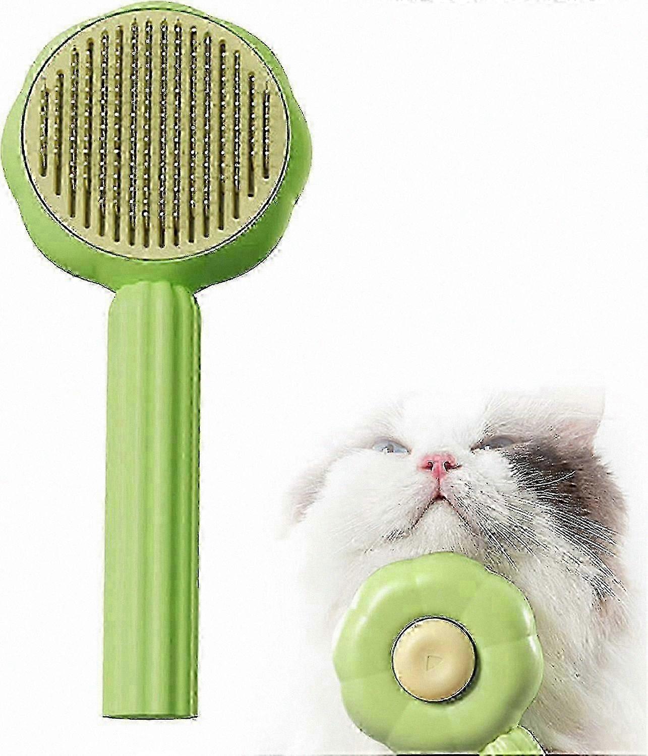 Reusable Pet Grooming Brush with Sunflower Design, Easy One-Click Cleaning for Cats and Dogs