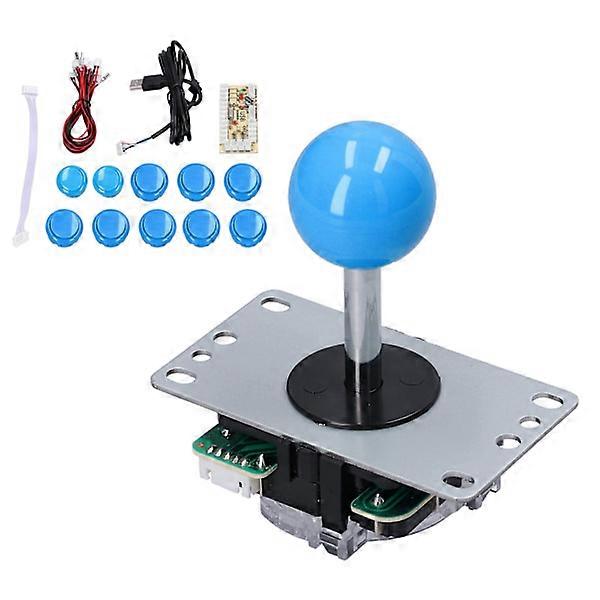 QM070901 Arcade Game Joystick Kit Zero Delay Arcade DIY Kit Parts with Encoder Board 10 Buttons Joystick for MAME Blue