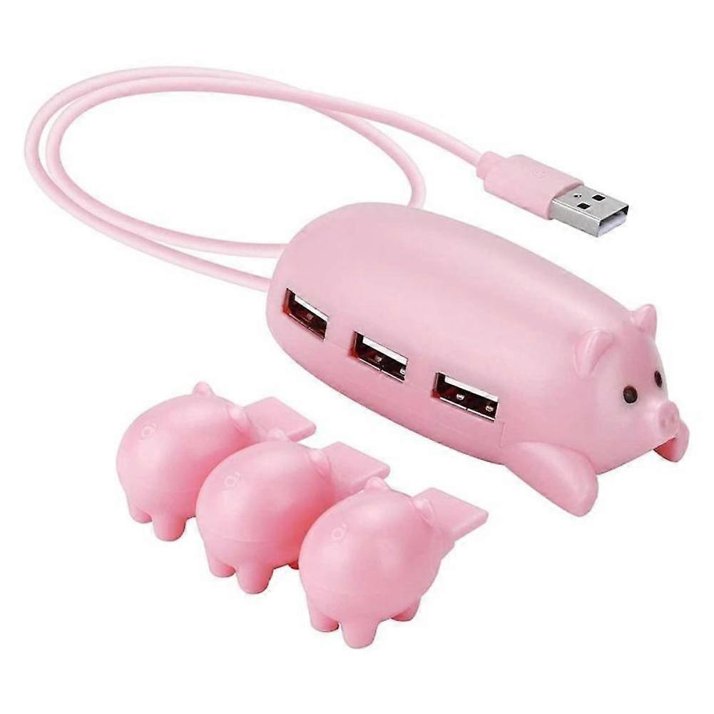 Cartoon USB 2.0 Hub with Cute Pig Design - High-Speed, Multi-Port Expansion, Durable & Portable