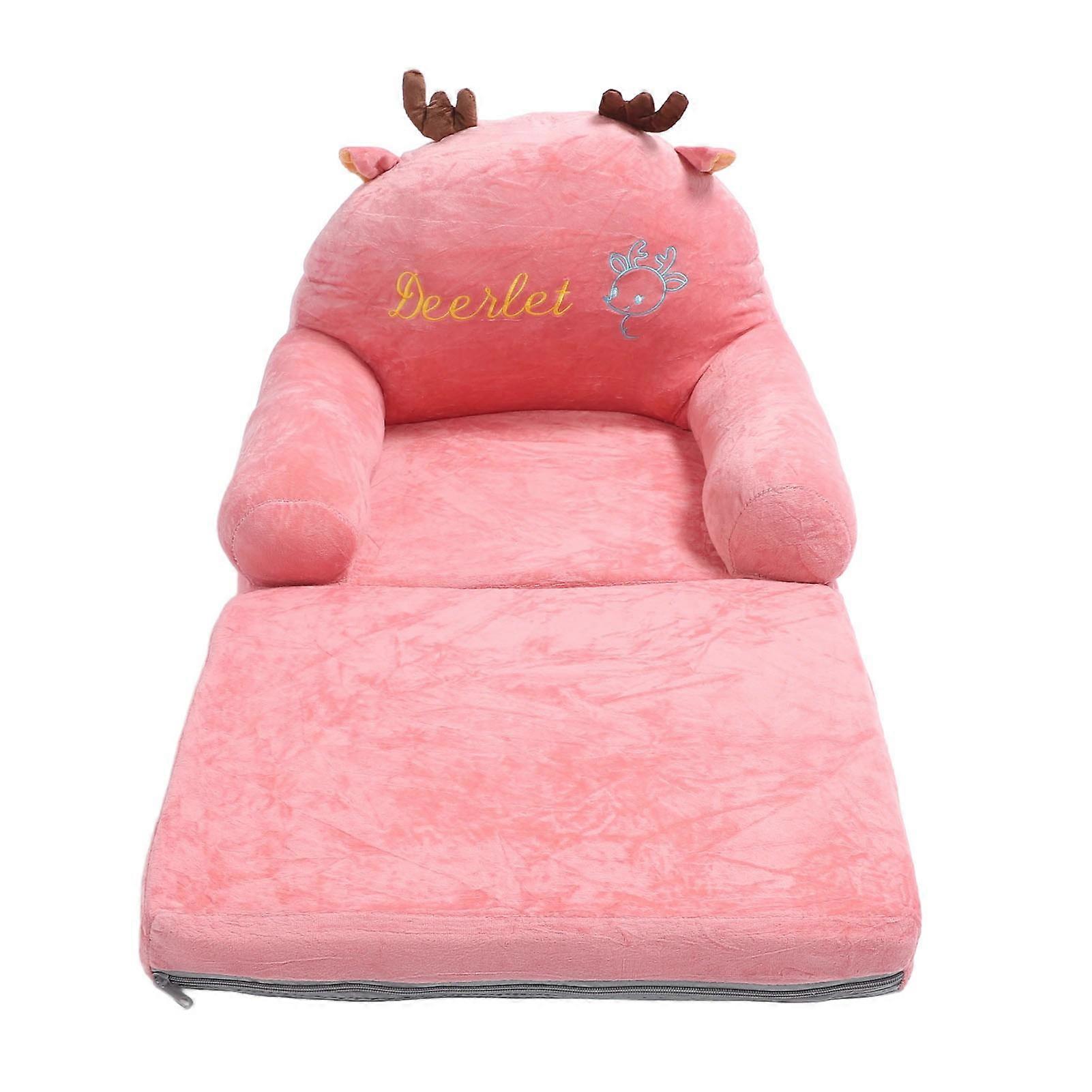 Foldable Kids Sofa Cartoon Shape Comfortable 2-Fold Fabric Couch