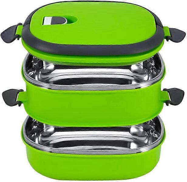 Double-layer matte rectangular lunch box, made of stainless steel, breathable, easy to open and well-sealed