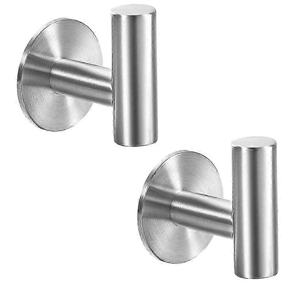 Set of 2 Gold Stainless Steel Adhesive Towel Hooks (Silver)5cm