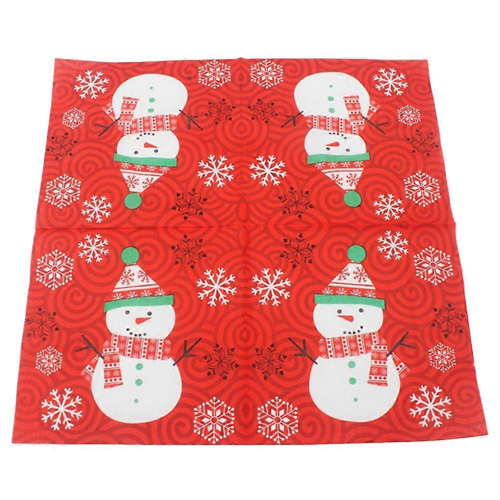 Snowman Decor Napkins for Home Use 20Pcs Set Red Christmas Theme