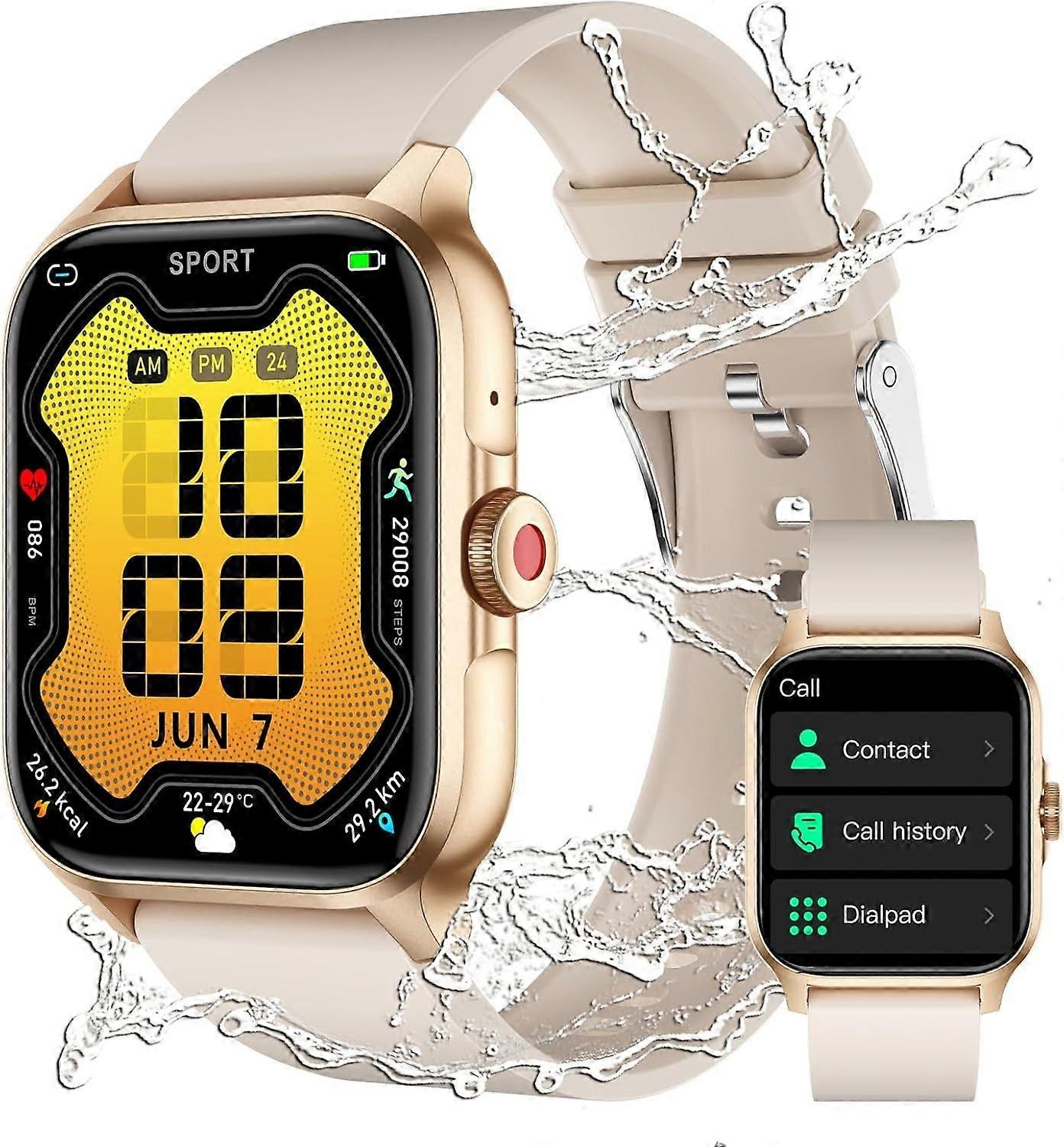 1.85 Inch Touch Fitness Tracker, Answer/Make Calls, Heart Rate, Sleep Monitor, 100+ Sports Modes for Men and Women, Android iOS(White)