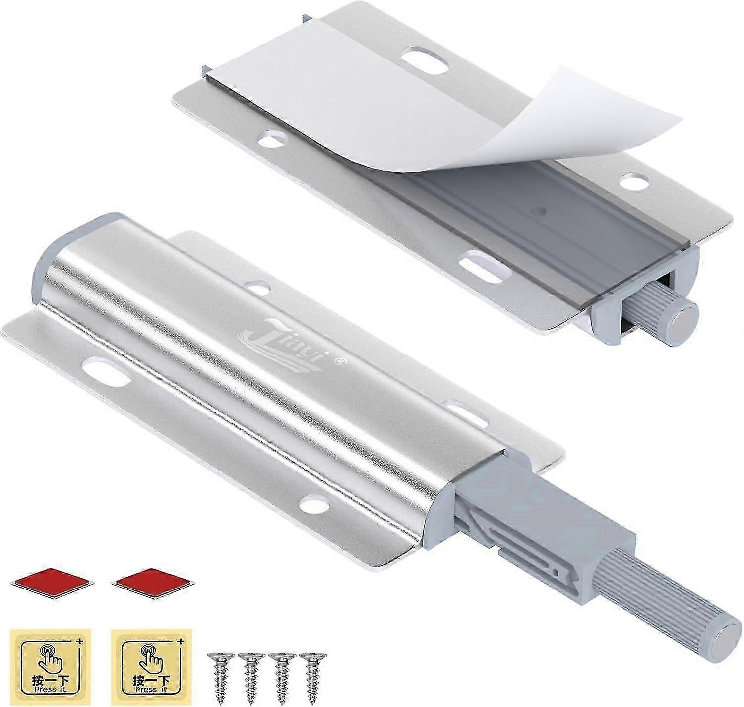 Push Open Door Latch, 2 Pack Magnetic Cabinet Push Open Latch, Touch Latches Push Latch fo