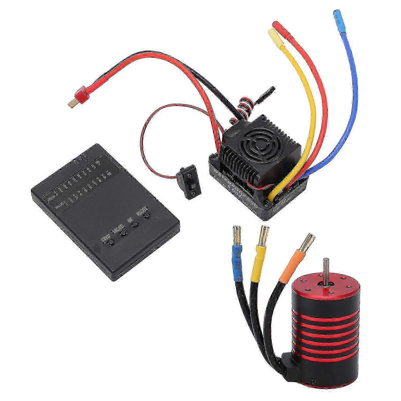 Waterproof 3650 Brushless Motor with 60A ESC Programming Card Combo Set Accessory for 1/10 RC Car
