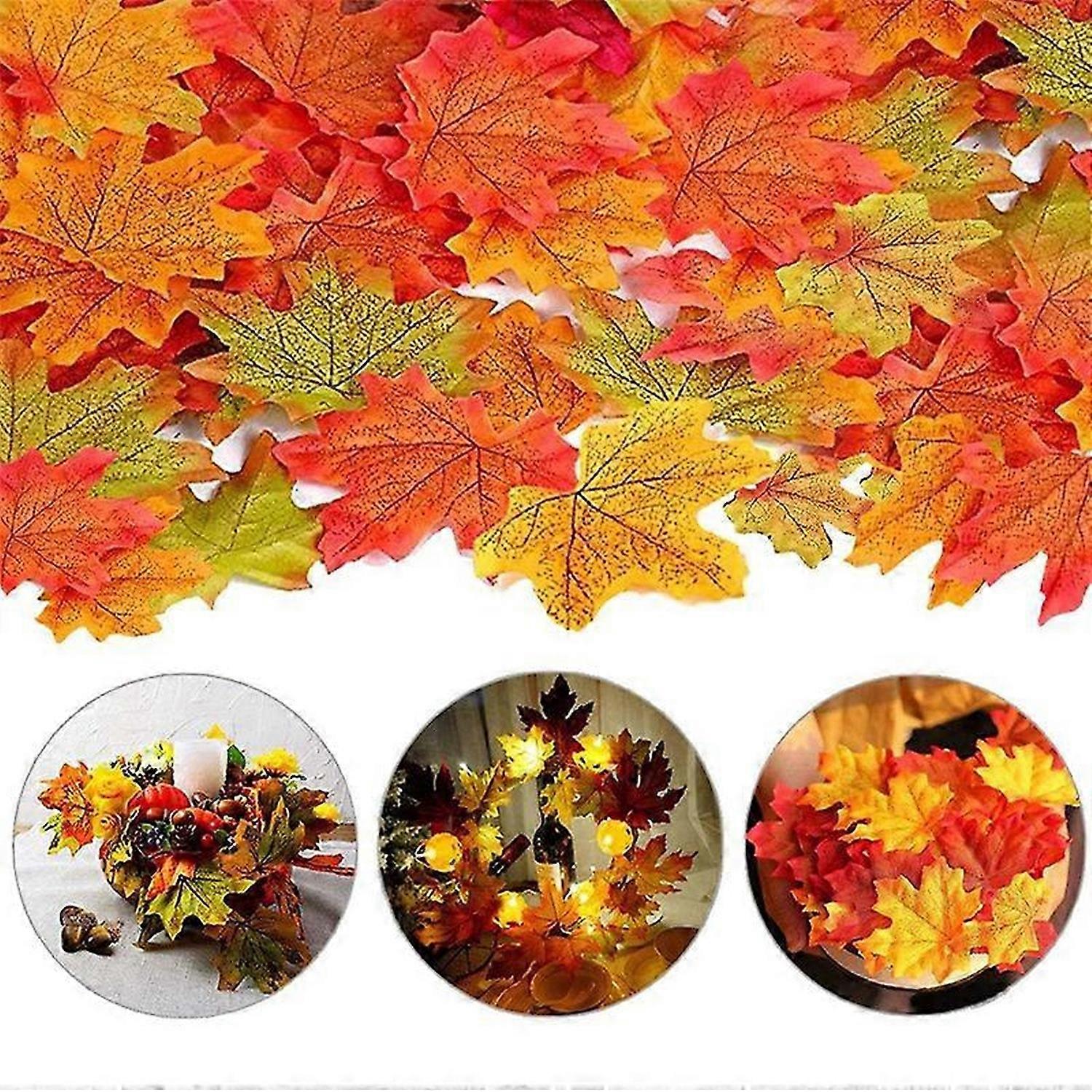 500Pc Artificial Silk Maple Autumn Leaves DIY Handmade Wedding Decor