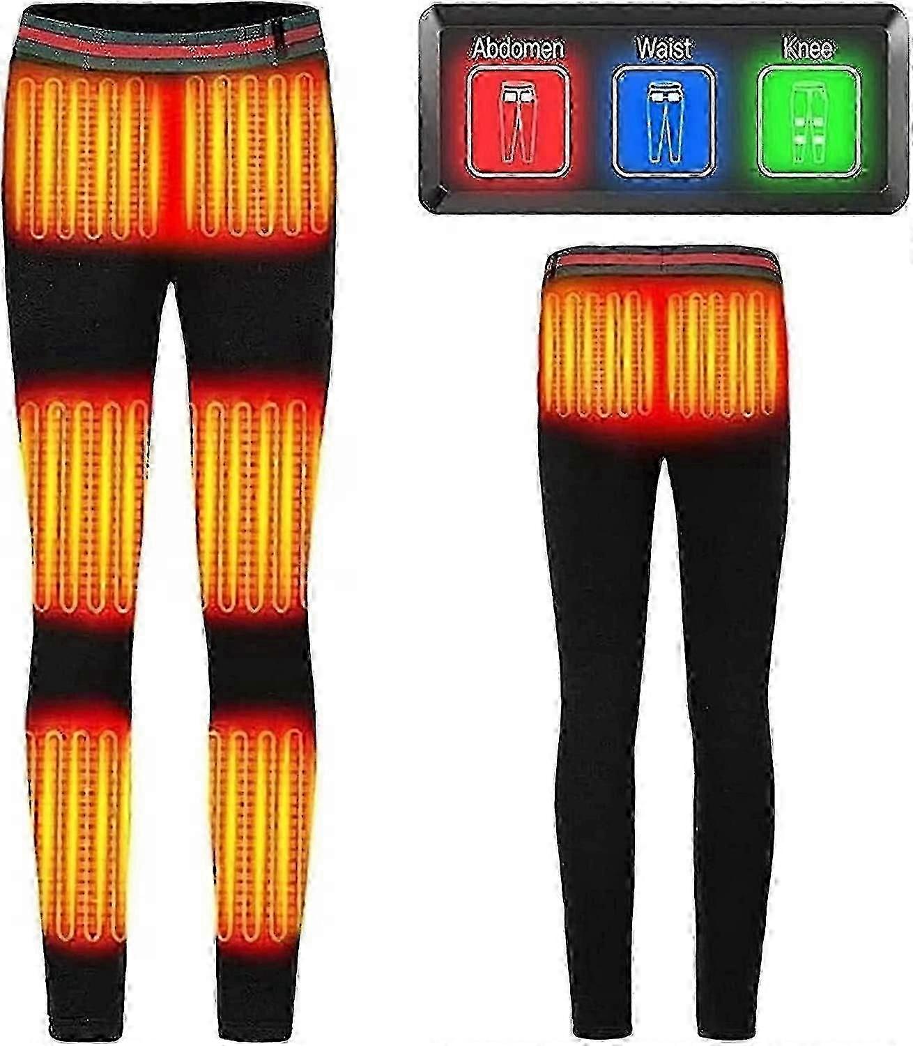 Lqqsd Kvinnors Termiska Uppvärmda Byxor Fleecefodrade Vinter Leggings Varma Termiska Underkläder För Kallt Väder Inga Batterier Ingår -CHW