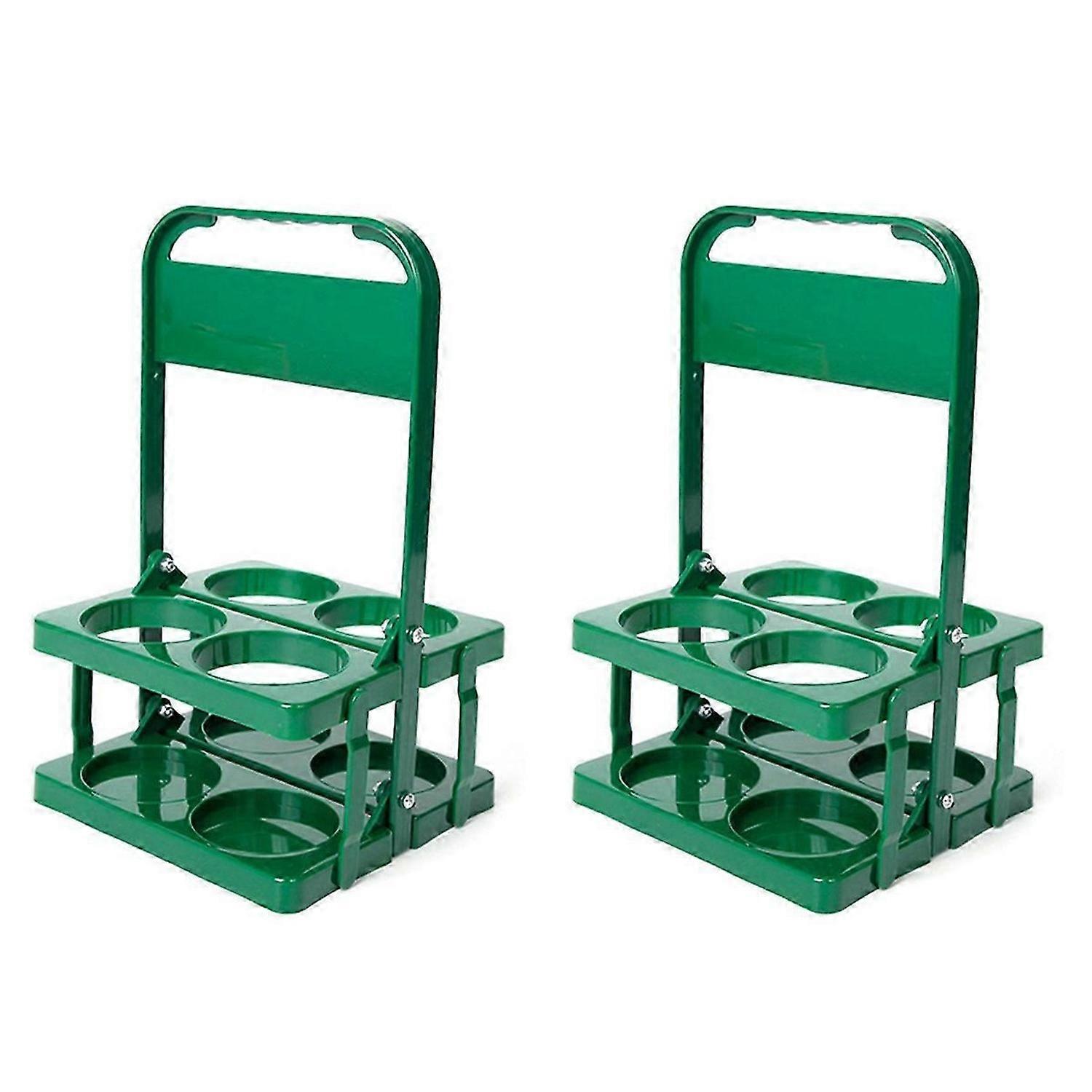 4 Holes Foldable Plastic Beverage Carrier, with Handle Green