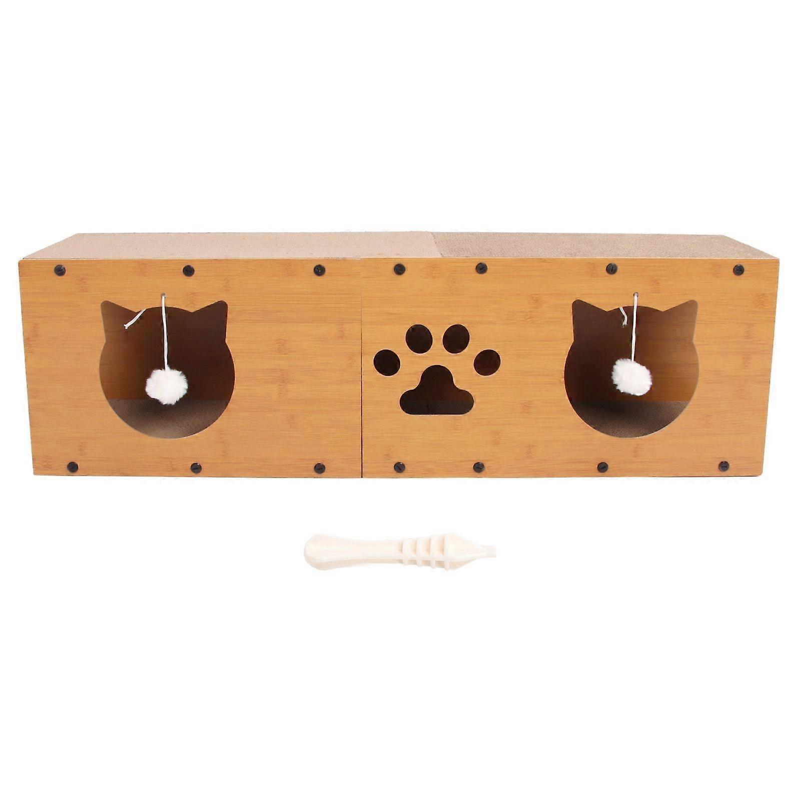 Cat Scratcher House Multipurpose Large Space Comfortable Scratch Resistance Corrugated Paper Cardboard Cat Tunnel Bed 100x30x30cm / 39.4x11.8x11.8in