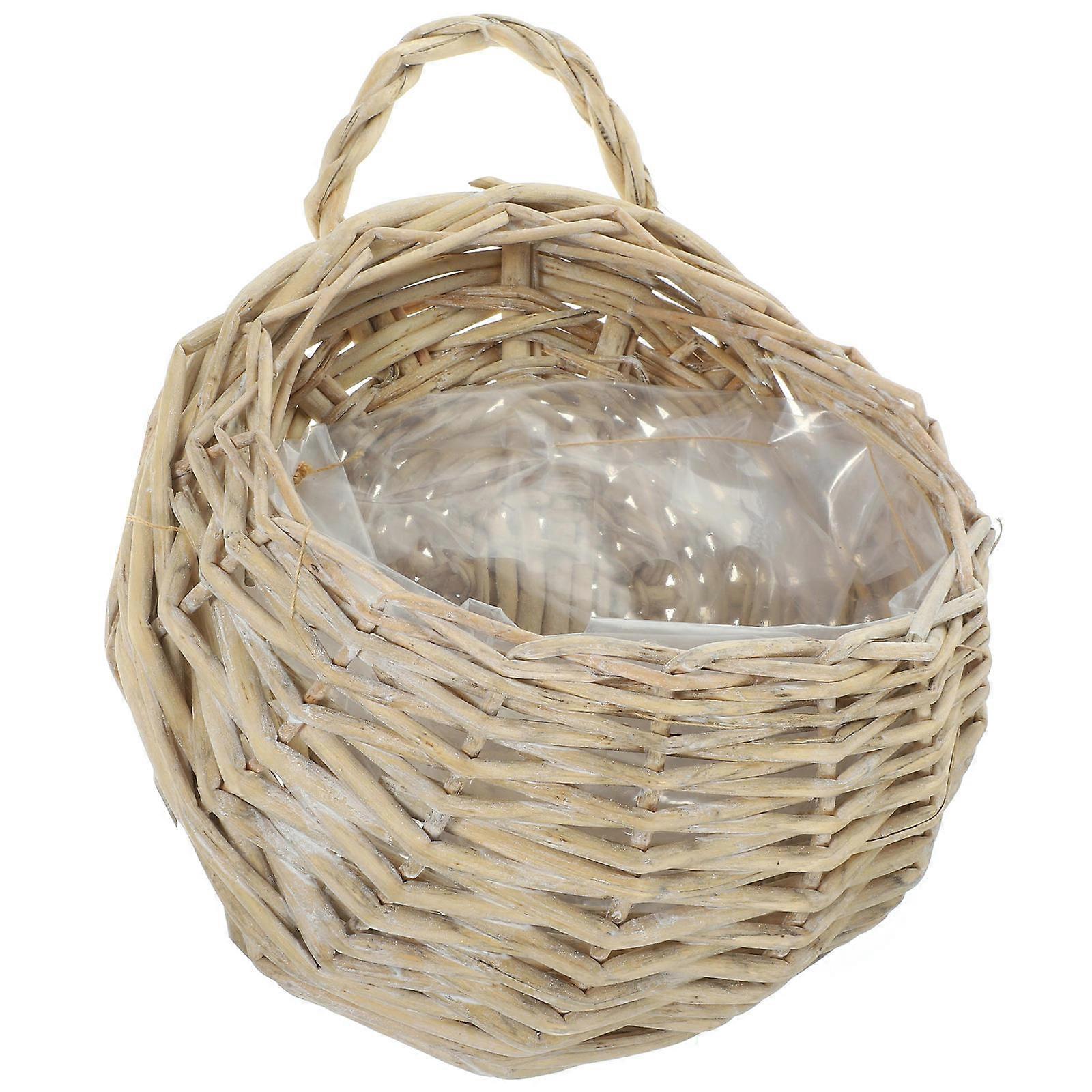 5Pcs Wicker Hanging Basket for Storage Hanging Flower Basket in Grey