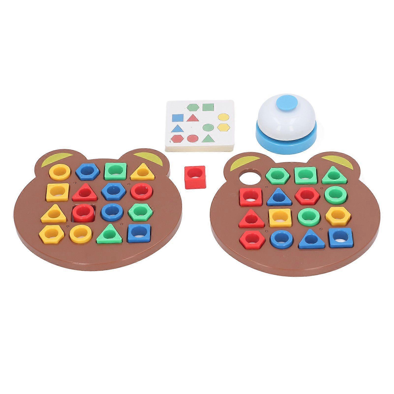2PCS Geometry Puzzle Boards Geometric Shape Quick Matching Game Kids Sensory Educational Toy for 2 Players