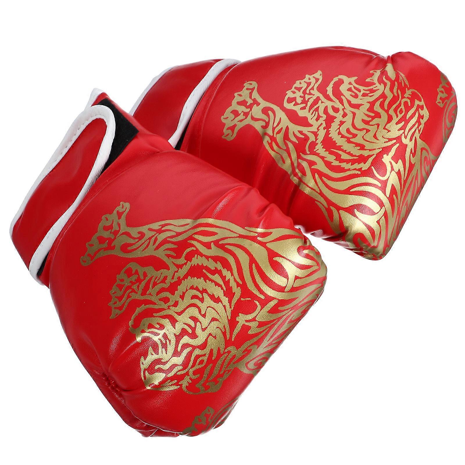 Child Boxing Sparring Gloves Kickboxing Glove Gloves for Bag Work Pu Eva Red Color Wrist Wrap Design 2Pcs