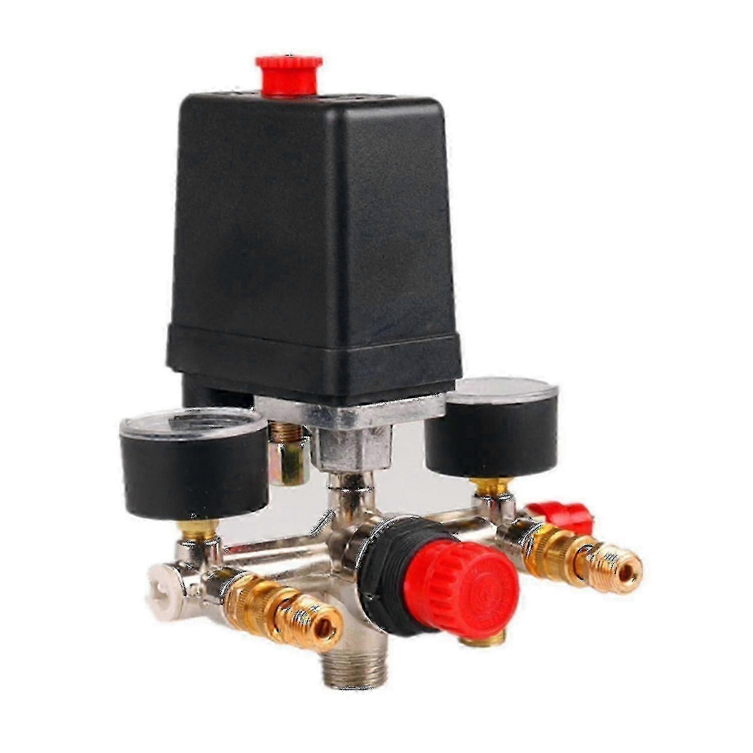 Air Compressor Pressure Switch Control Valve 90-120psi with Dual Pressure Gauges & 20A Current