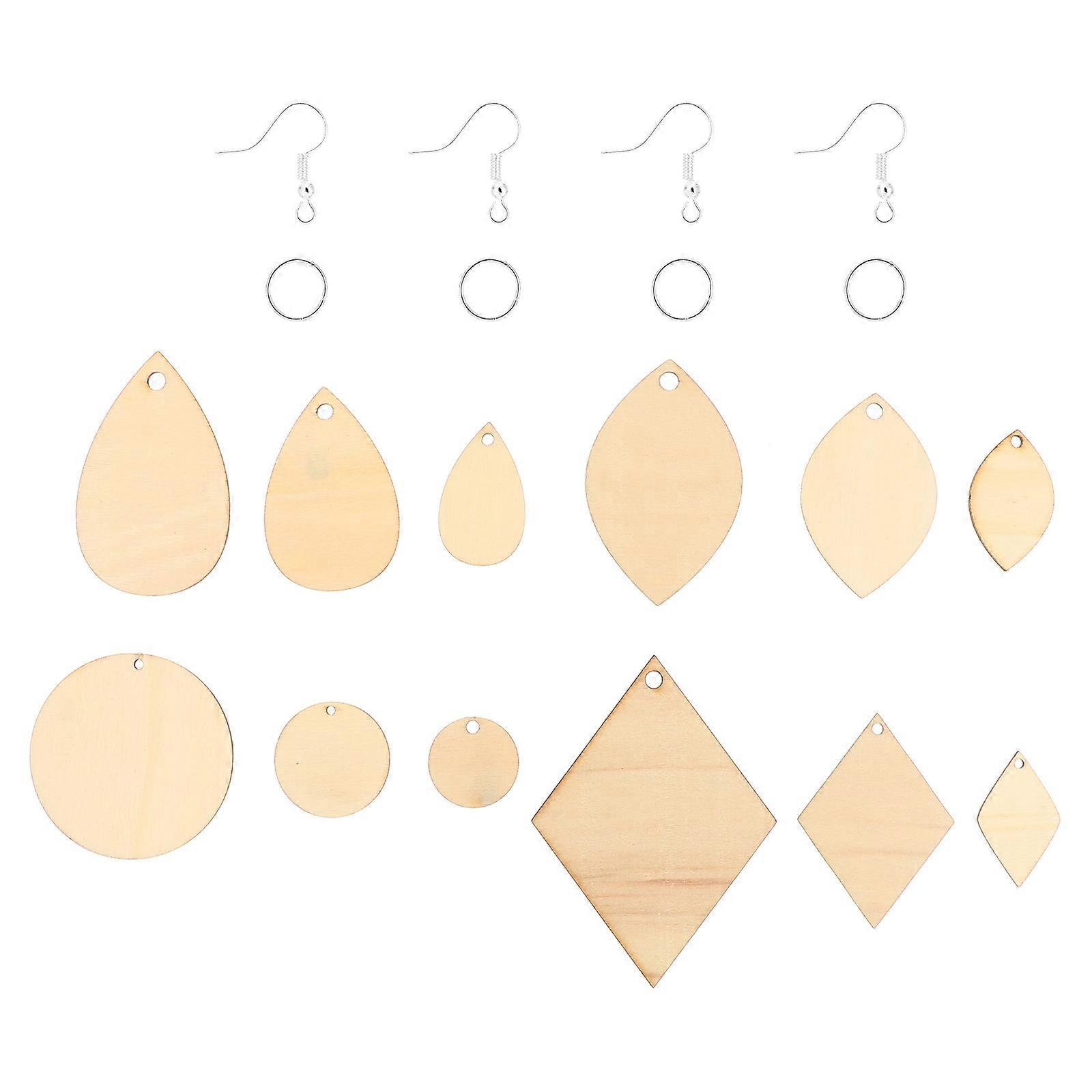Blank Wood Drop Earrings Set for DIY Craft with 1Set Wooden Charms