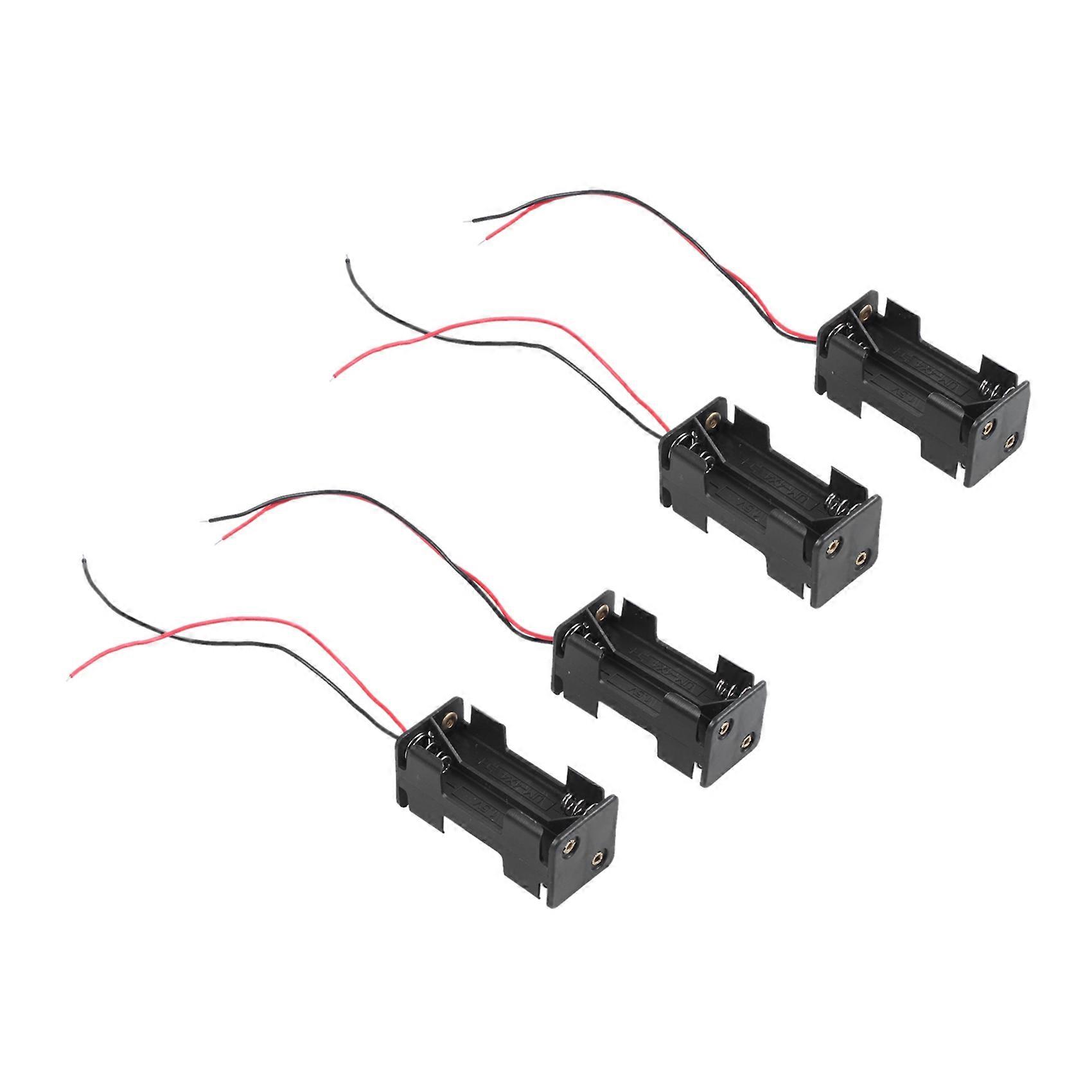 4Pcs Black 2-Layers 4 x 1.5V AAA Battery Holder Case Box W Wire Leads