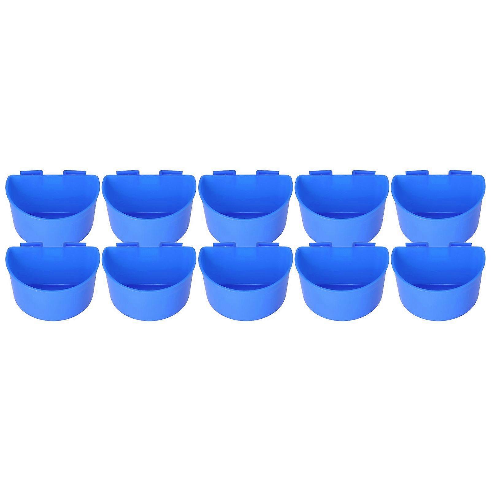 10pcs Pigeons Feeding Cups Safe Plastic Bird Hanging Feeding Dish Cups with Semicircle DesignL Blue