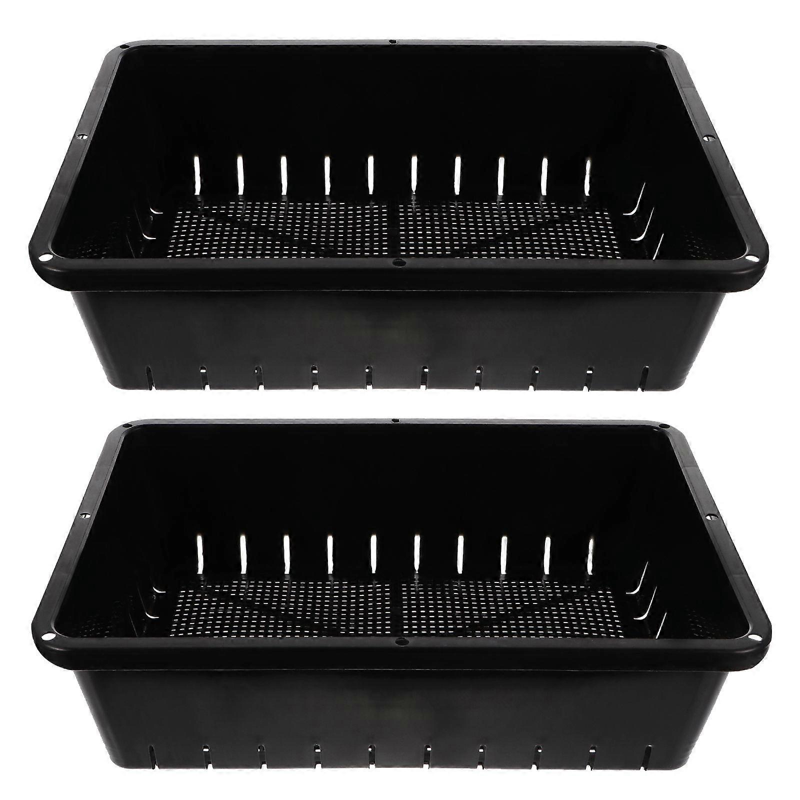 2pcs Plastic Garden Growing Trays Starter Propagation Trays (Black)