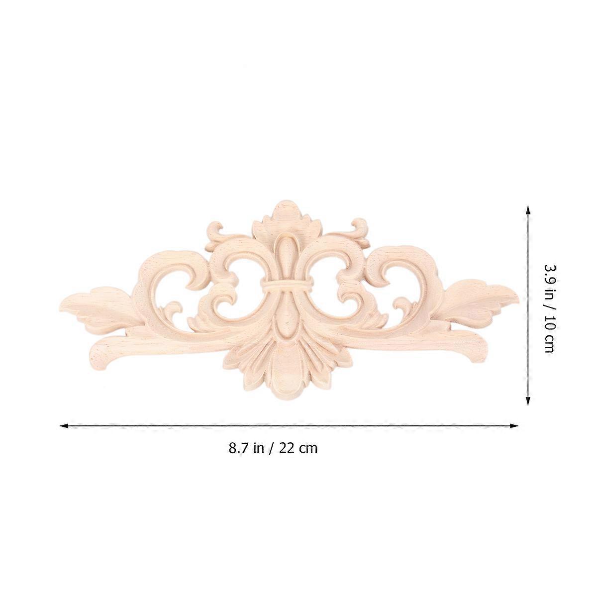 Wood Applique Carved Onlay for Decoration 8Pcs Bed Table Solid Wood Beige