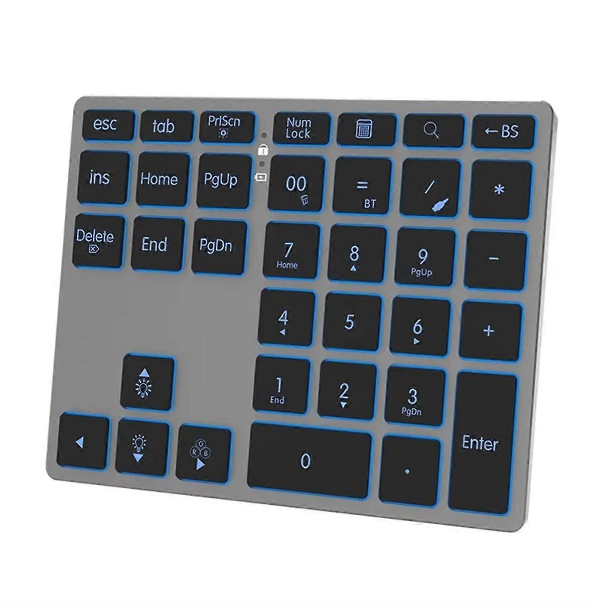 Tri-Mode Numpad 7-Color LED Backlit, BT5.0/USB/2.4G Wireless Rechargeable Number Pad 35-Key Scissor
