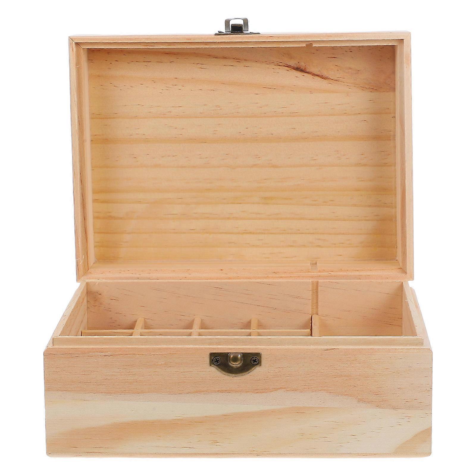 Wooden Essential Oil Box Lattice Storage Box for Storage 2Pcs Organizer