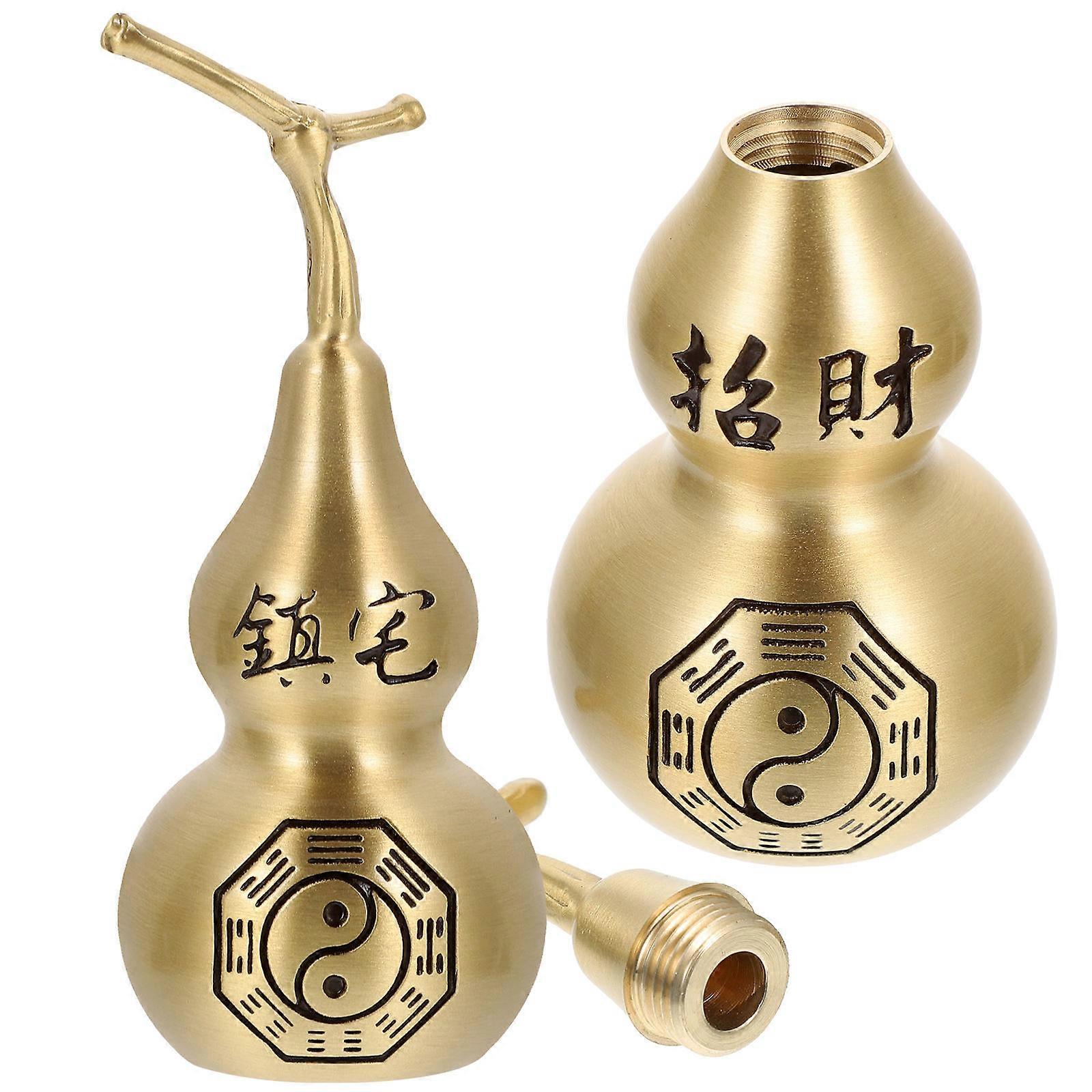 Decorative Gourd Decor for Tabletop Use with 5Pcs Golden Craft Set