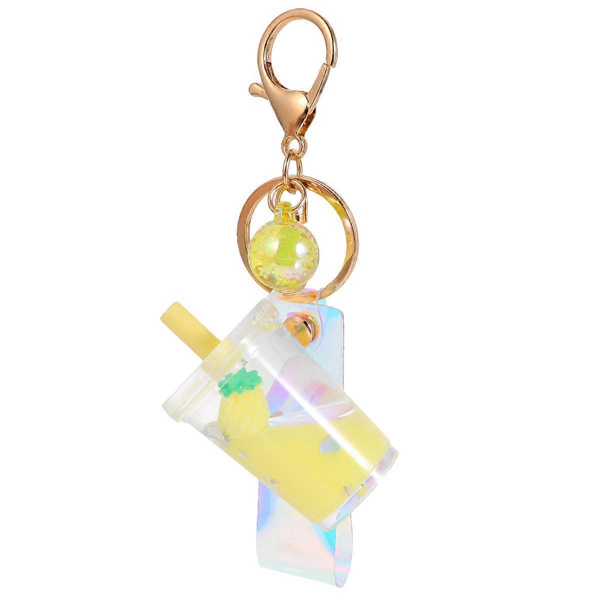 Creative Fruit Quicksand Key Chain Acrylic Keyring for Decoration 2Pcs