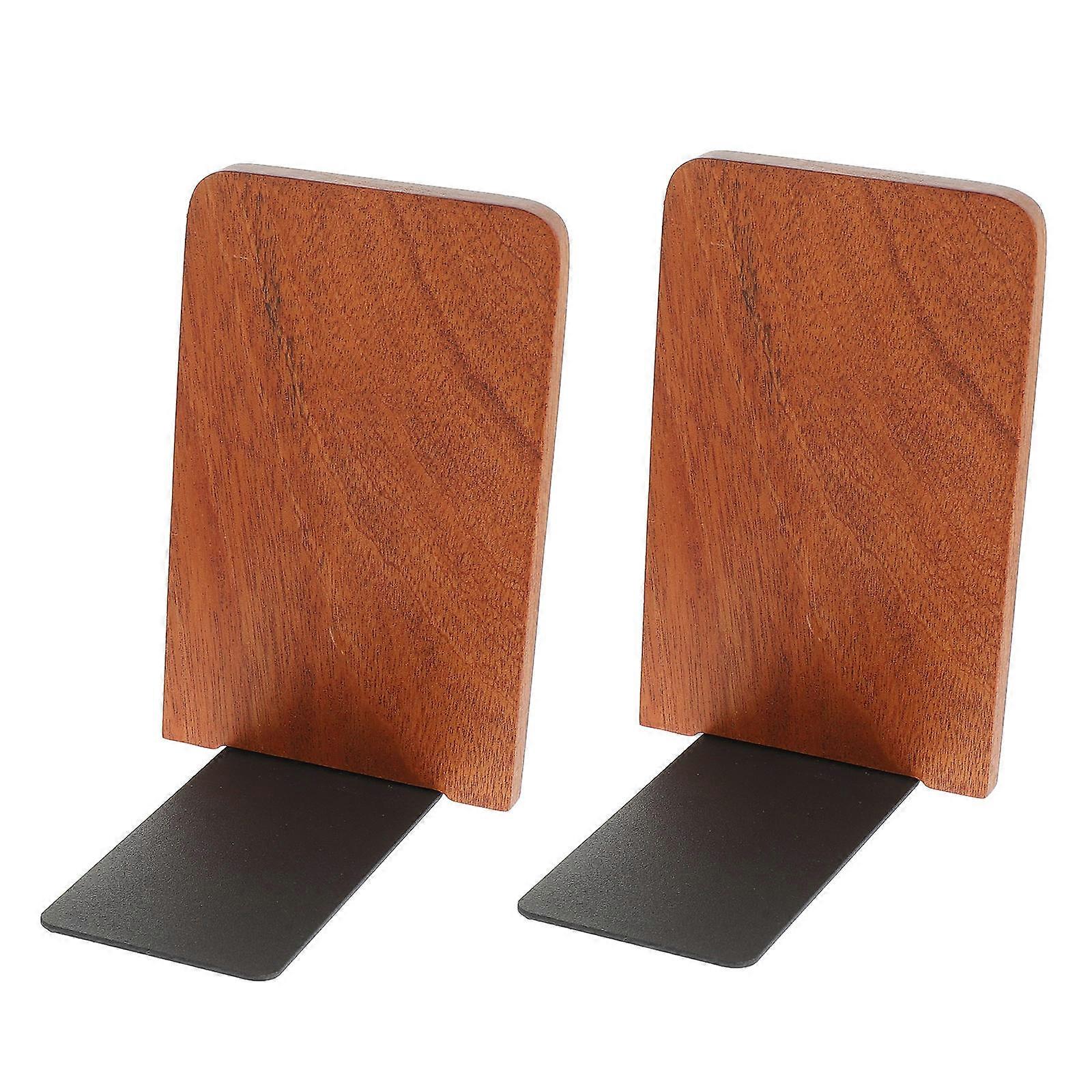 Desktop Book Holders Metal Base Bookends for Office Use 4Pcs Brown