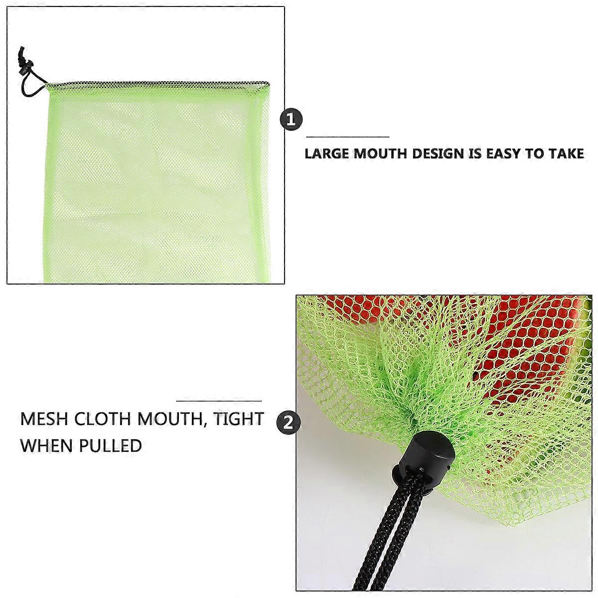 Polyester Mesh Drawstring Bag 6Pcs Bundle Pocket for Shopping Storage